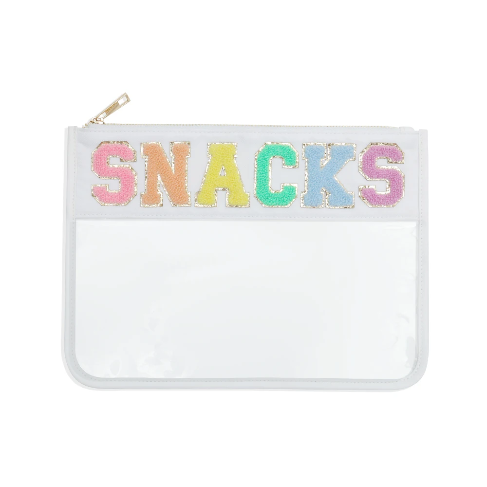 Stock 14 Different Colors DIY Snack Letters Organizer Transparent Travel Zipper Pouch Portable Weatherproof Clear Makeup Case