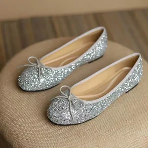 2026 Spring New Fashionable Casual Flat Shoes Ballet Flat Shoes Bow Head Shallow Mouth Design Solid Rubber for Outdoor Travel