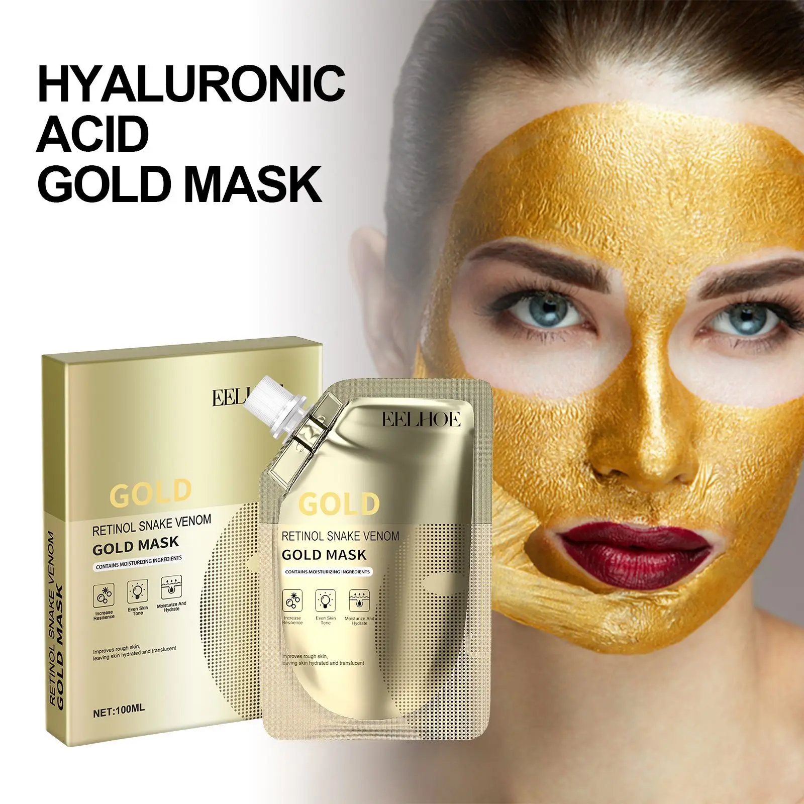 EELHOE Face Deep Cleansing Moisturizing Peel Off Retinol Snake Venom Peptide Gold Mask 100ml