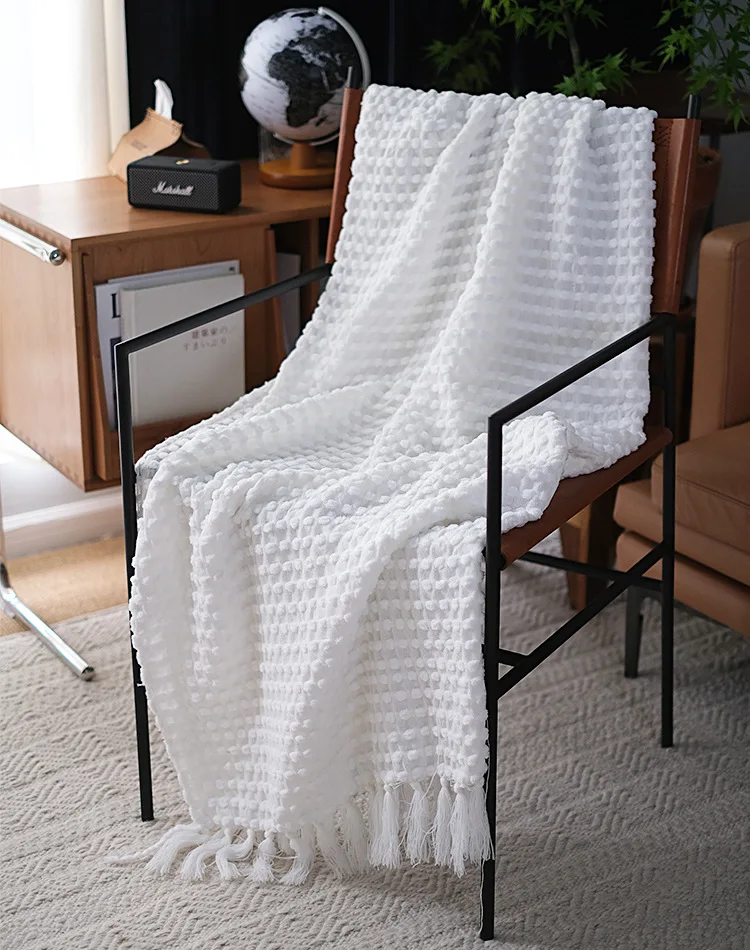 Curated visual reference: Industrial Chic Throw Blanket Reference: 100 Acrylic Luxury Elegant Chic Throw Blanket Knitted With Fringe