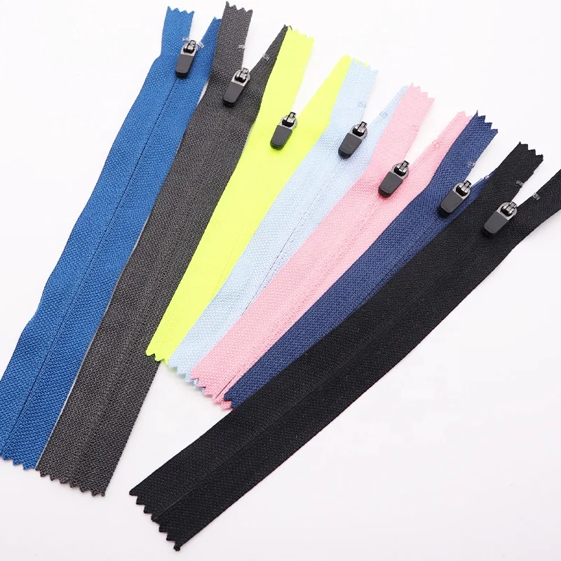 Semi-auto Lock Rubber Puller Small Nylon Zipper #3#5 Reversible Invisible Zipper Reverse for Jersey Cycling Zipper