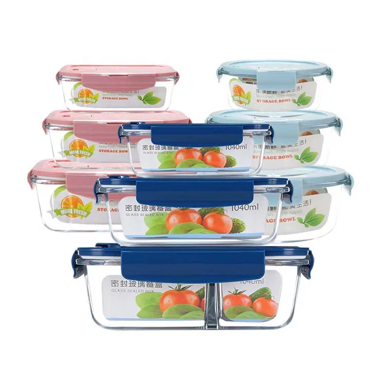 Wholesale 3 Pieces Airtight Pink Meal Prep Storage Food Container Glass