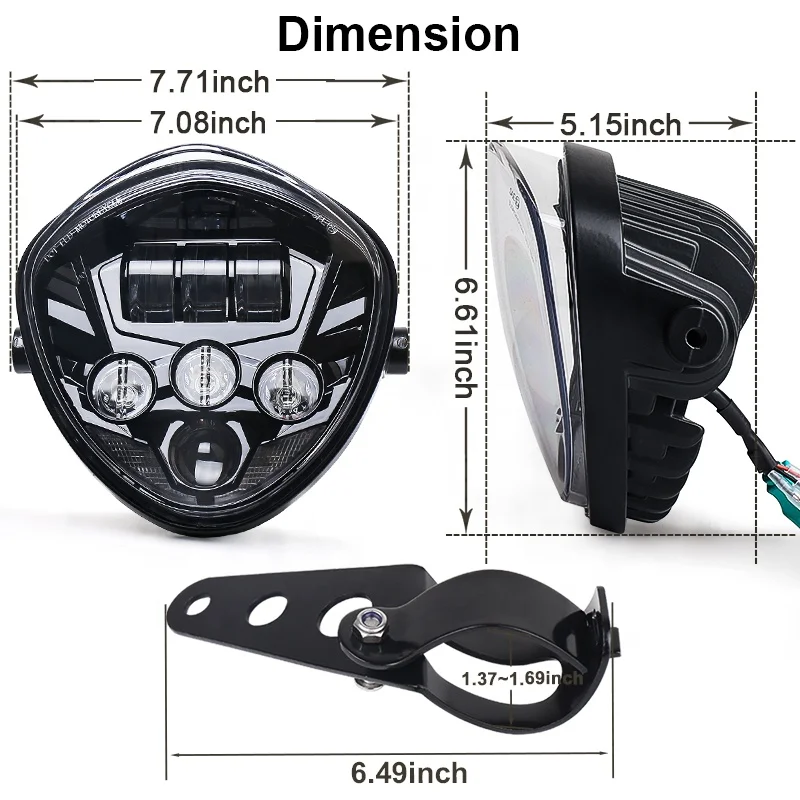 OVOVS 50w Motorcycle Led Headlight with DRL Turn Signal 7 Inch Headlight Assembly for Universal Motorcycles