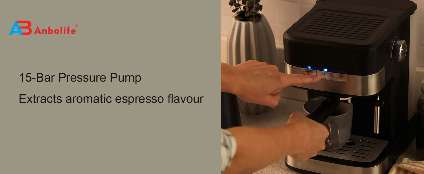 Semiauto Espresso Coffee Machine With Integrated Bean Grinder & Steam Wand Pid Intelligent Temp
