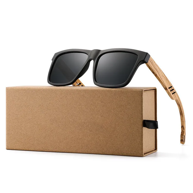Мужские поляризационные солнцезащитные очки с бамбуковым покрытием, повседневные поляризационные солнцезащитные очки квадратной формы в стиле ретро, 2021