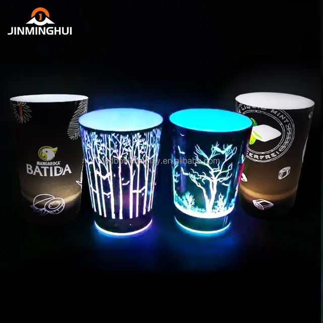 Nightclub Large Capacity 350ML 420ML Fully Waterproof Cup Custom Logo Color Light Eco Friendly Led Glowing Plastic Cup For Party