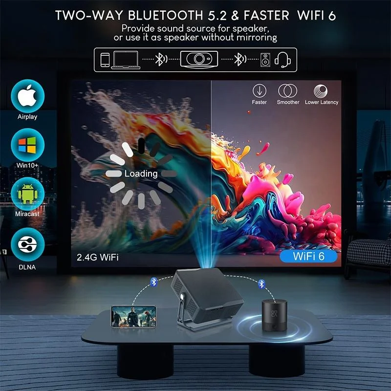 Kingsway T7K7 ミニポータブル Android 13.0 スマートプロジェクター