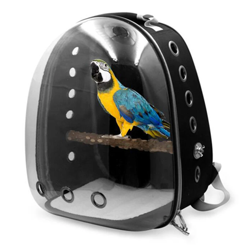 Bird Travel Bag Carrier Backpack Portable Pet Bird Parrot Travel Cage with Stand Lightweight,Transparent & Breathable 