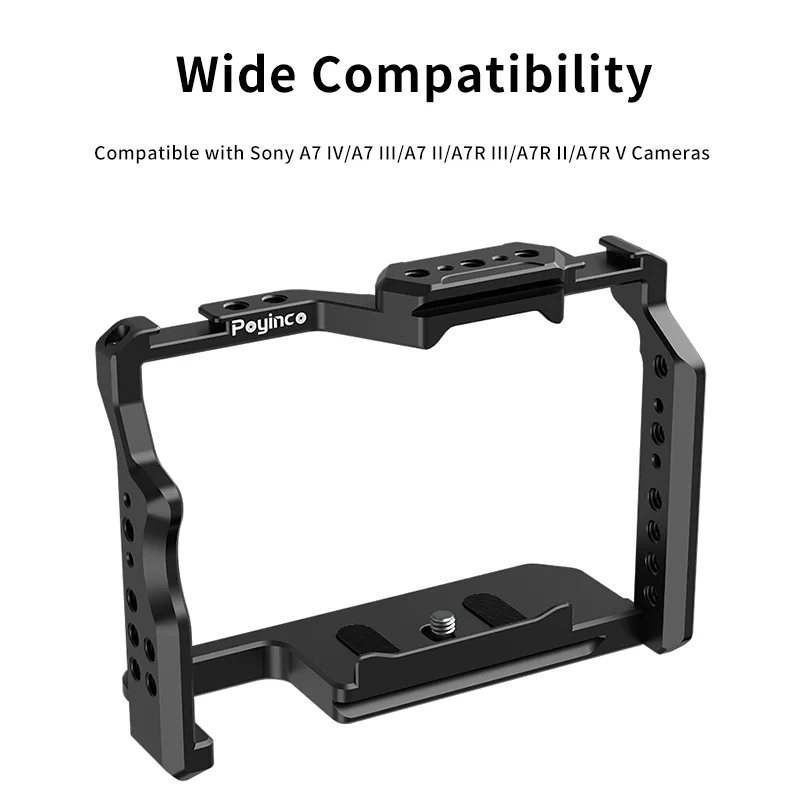 CNC Aluminum Camera Cage for Sony A7 IV/A7 III/A7 II/A7R III/A7R II/A7R V Camera Extension Frame Cold Shoe Video Rig details
