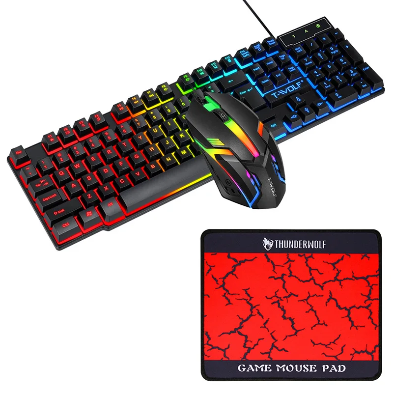 Дешевая цветная (RGB) механическая рука чувствовать мышь и клавиатура комбо набор