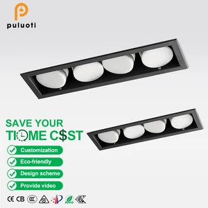 PULUOTI Modern Black 3000K LED Down Light Energy Saving Ceiling Recessed Square Aluminum Body for Indoor Residential Use