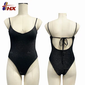 2026 Women's Shiny Bikini Custom Spandex/Nylon Swimwear with Push-Up Bra Solid Pattern Anti-UV Quick Dry Extreme Sexy