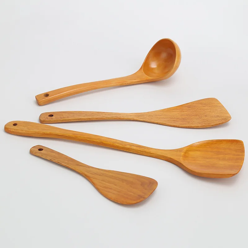 Деревянная кухонная утварь, 5 шт., экологически чистые многоразовые кухонные аксессуары, деревянная суповая ложка 2020 супермаркета, горячая распродажа