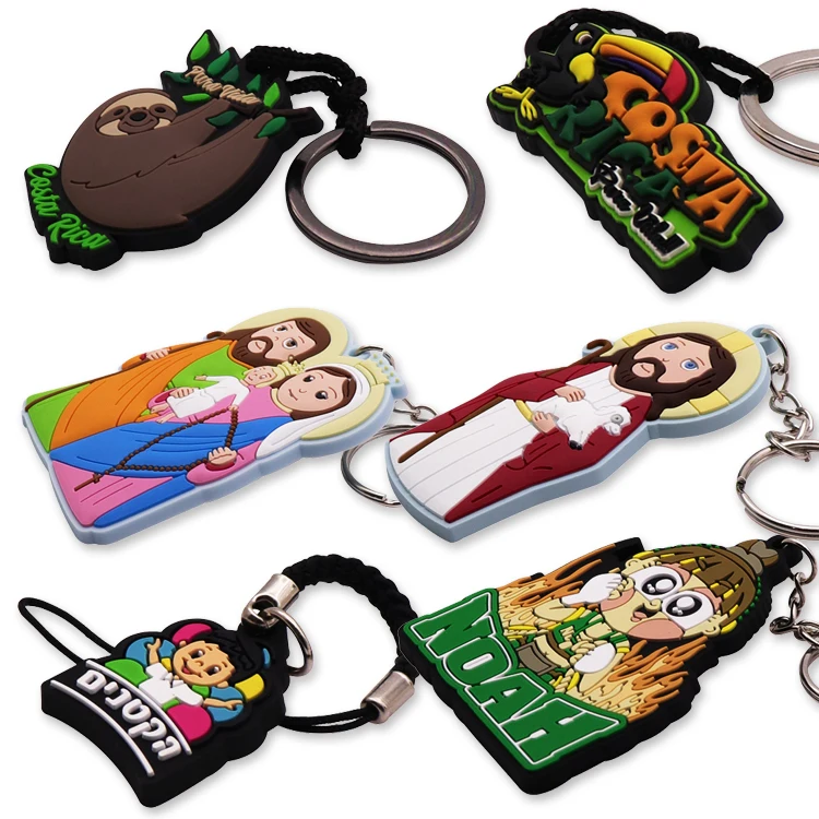 Wholesaler Design Metal Keychain Custom Logo 2D Rubber Cartoon Traveler Souvenir PVC Key Chain Holder