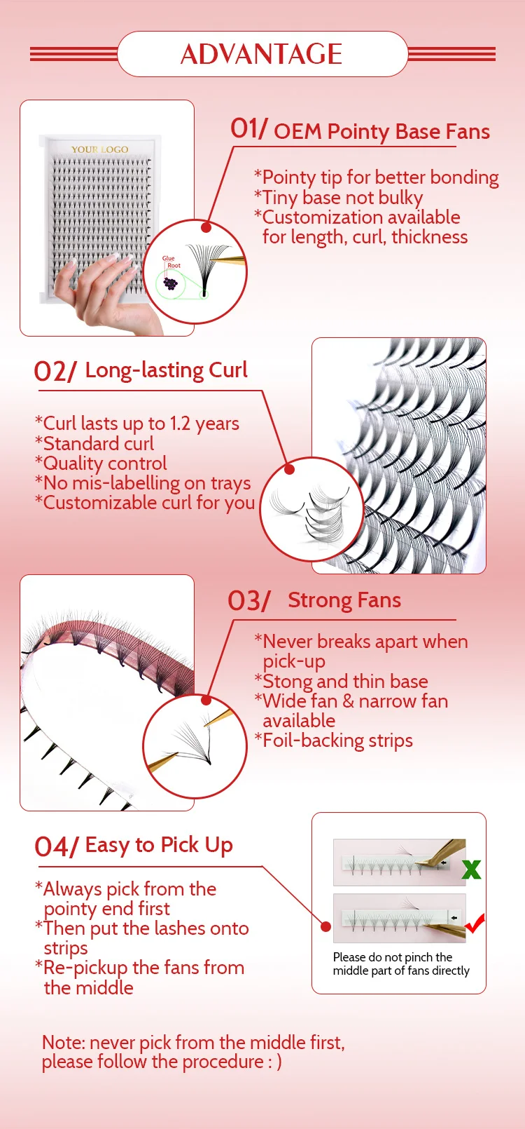 Long Stem Short Stem Premade Volume Lashes Premade Volume Fans Eyelash