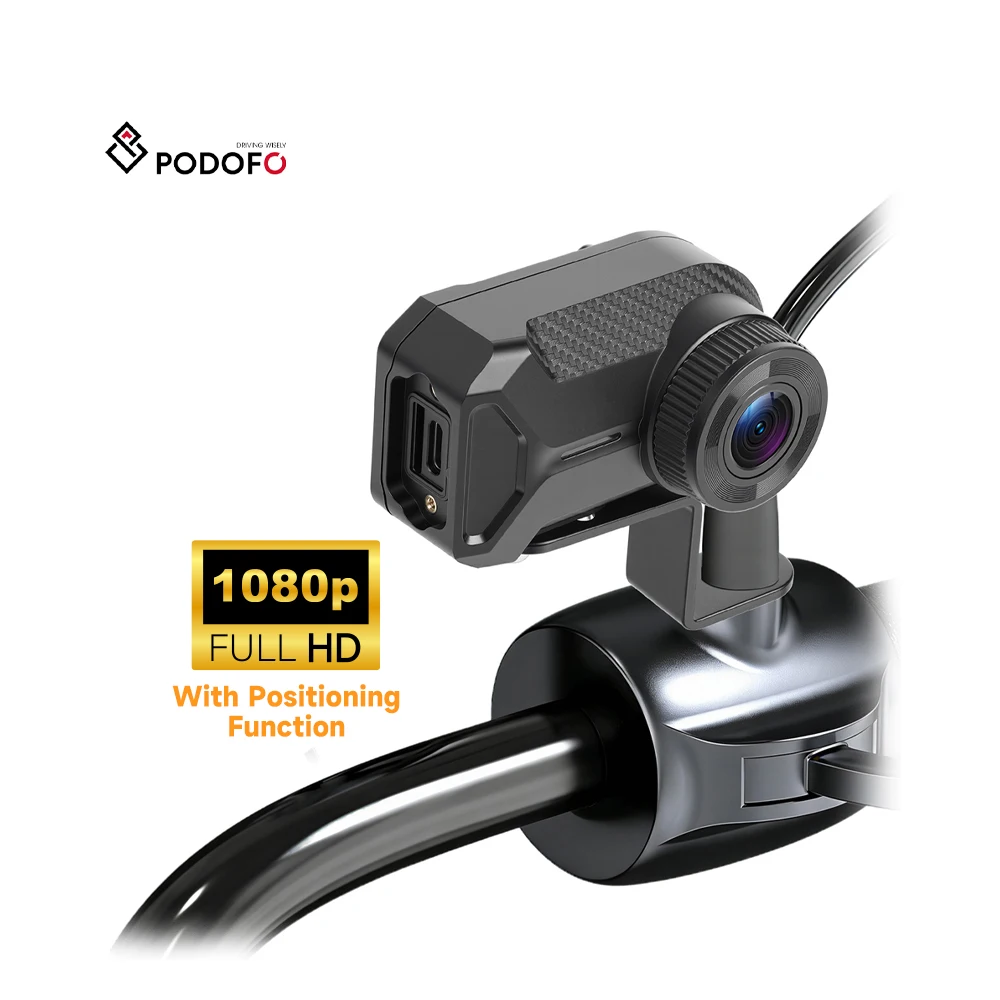 Podofo Motorcycle Dashcam Camera IP66 Waterproof Loop Recording Tracking 1080P HD Mini Screenless WiFi Recorder OEM Wholesale A4639