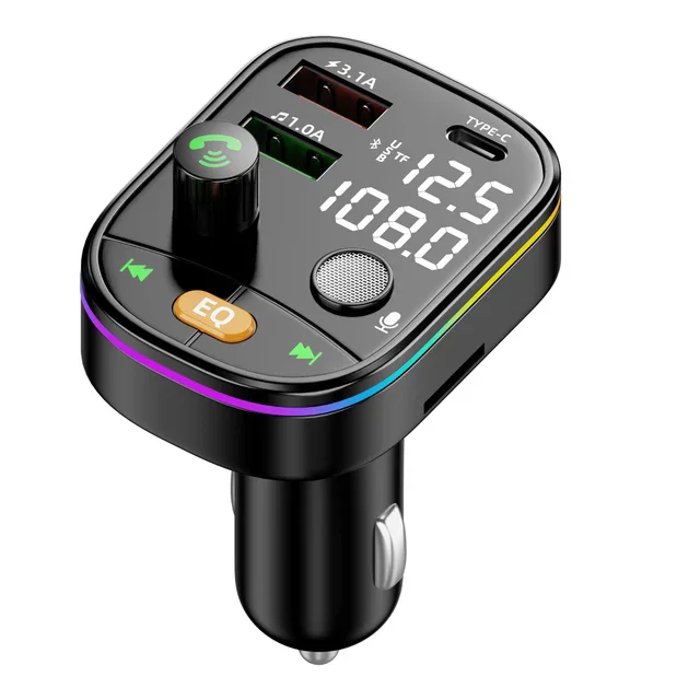 New V5.0 Q10 FM Transmitter EQ Charger Ev USB Type-C PD Fast Charging Car Play Adapter Wireless FM Radio MP3 Player for Car