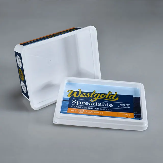 BRC Certificate Retail Disposable Rectangular 250g IML  Butter  Plastic Container pp Margarine Packaging Box with Lid