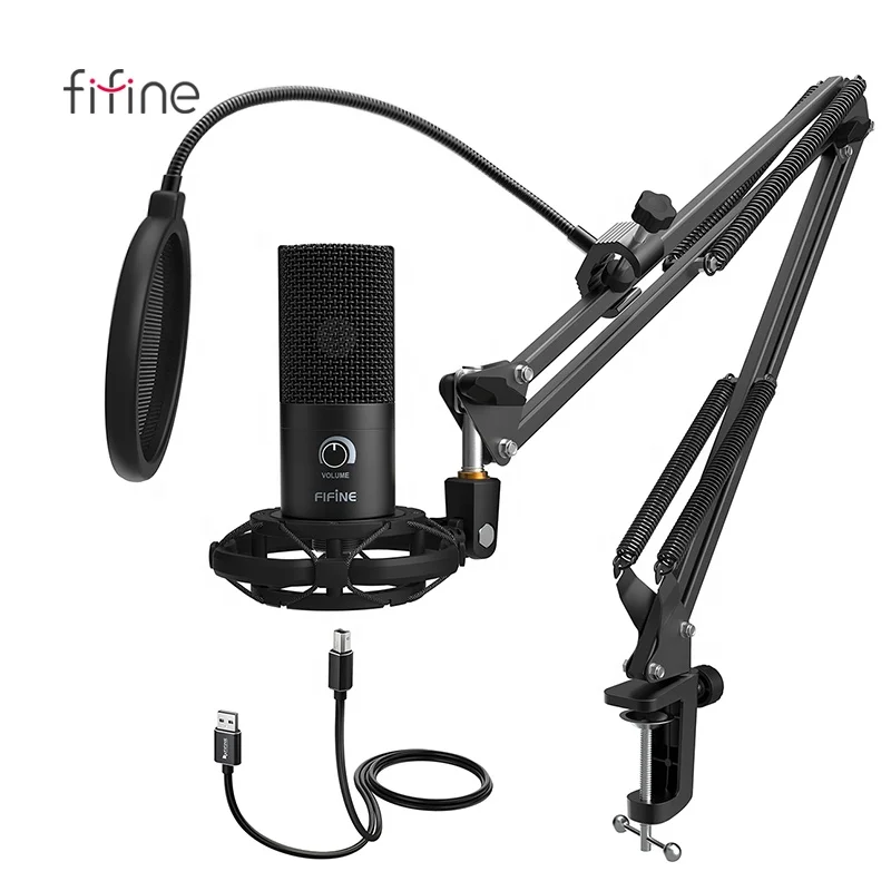 FIFINE T669 USB Microphone Bundle with Arm Stand & Shock Mount for