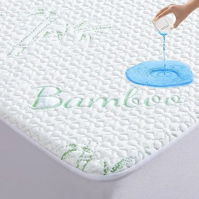 100% Waterproof Bamboo Mattress Cover Protectors Baby Friendly King Size Cooling Mattress Pad for Home