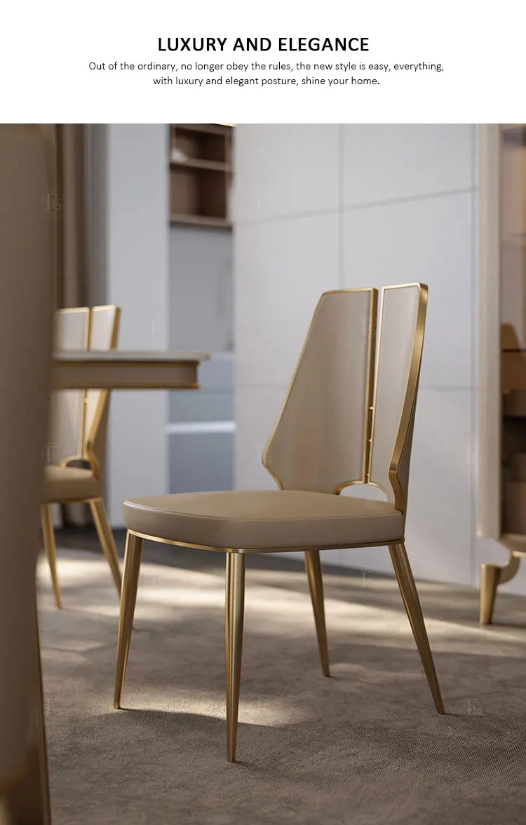 Modern Luxury Metal Dining Room Furniture Comfortable Backrest Leather ...