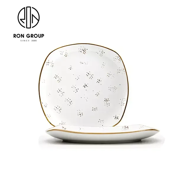 Wholesale Banquet Western Food Senior Restaurant Hospitality Tableware Unbreakable Edge White Dinner Dishware Ceramic Plates