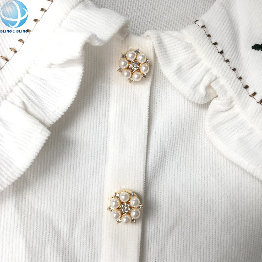 Support Custom Shirt Button Covers Cufflinks No Sew Garments Jewel Crystal Pearls Button Covers Clip on Sleeve
