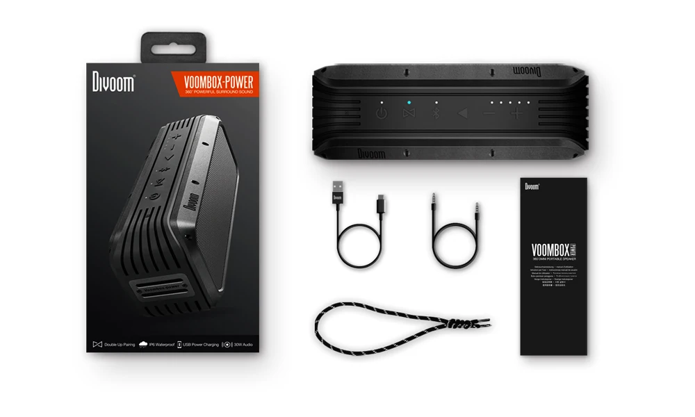 Divoom Voombox Power Portable Bluetooth Speaker Wireless Speaker TWS 30w Heavy bass NFC 10m with 6000 mAh and IPX5 Waterproof - ANKUX.COM