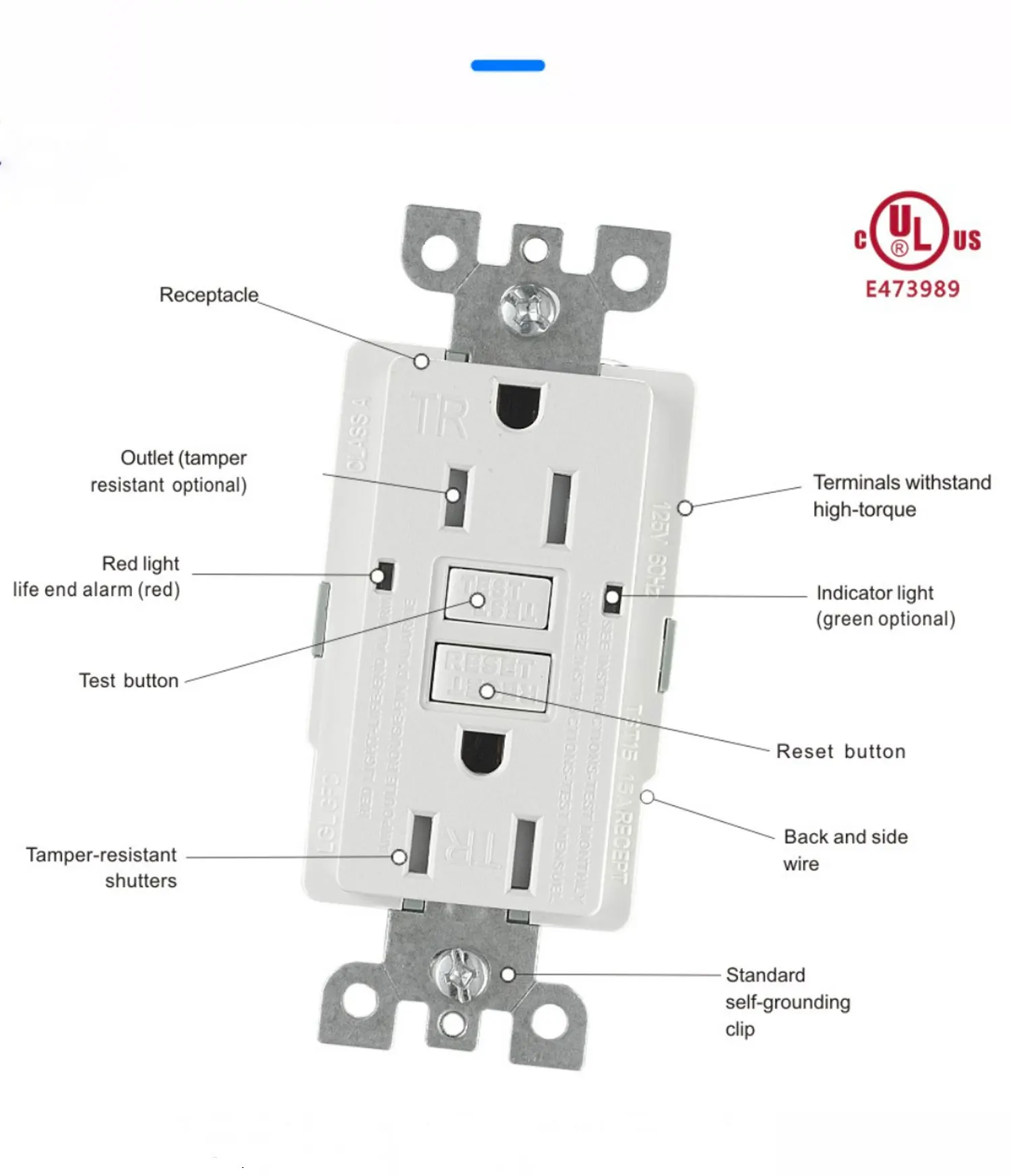 American Standard Socket Gfci Outlet Ts15/20 15a 20a 125v Ul Certified ...