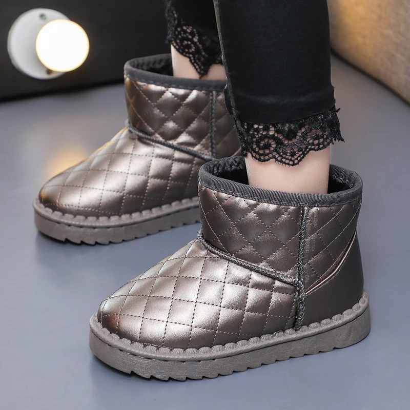 Moyo водонепроницаемые нейлоновые стеганые ботинки на плоской подошве под заказ детские меховые резиновые ботильоны для дождя из ЭВА зимние ботинки для детей