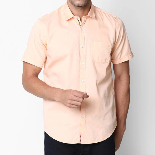 peach color men's dress shirt