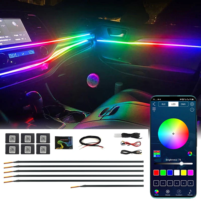 Auto Atmosphere Lighting for Cars Color Changing Led Interior Car Light Decorative Acrylic Ambient Car Light Strip