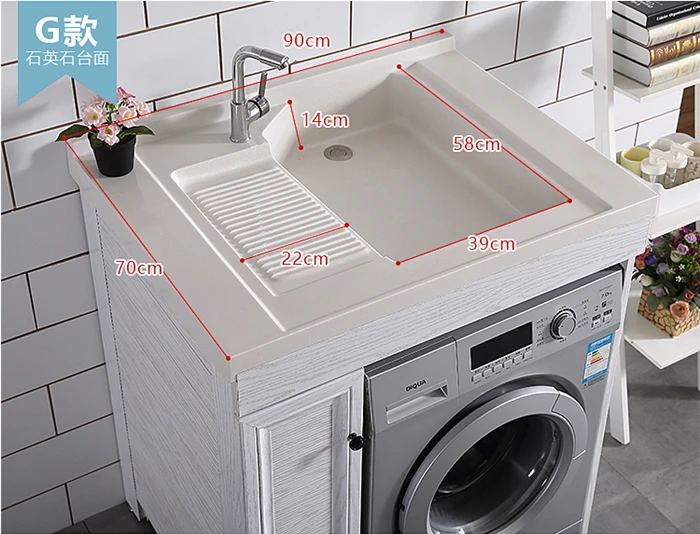 Economic sink cabinet with Cancio washing machine holder