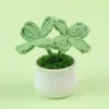 Deux trèfles à quatre feuilles en pot - Vert Haricot