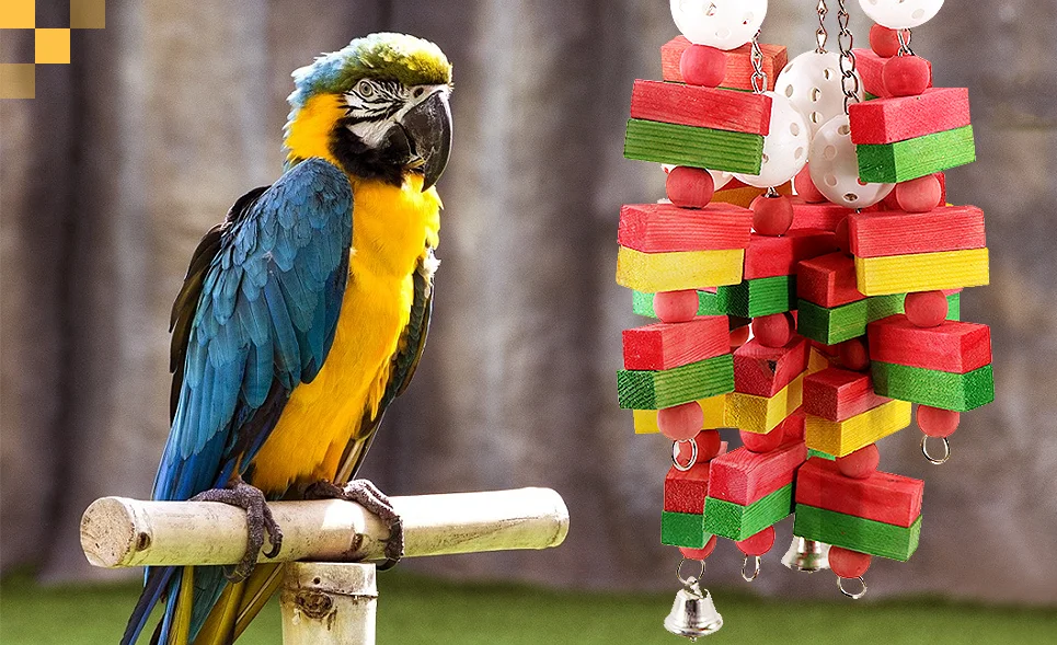 Extra Large Bird Toys Bird Chewing Parrot Toys Natural Wood Block With