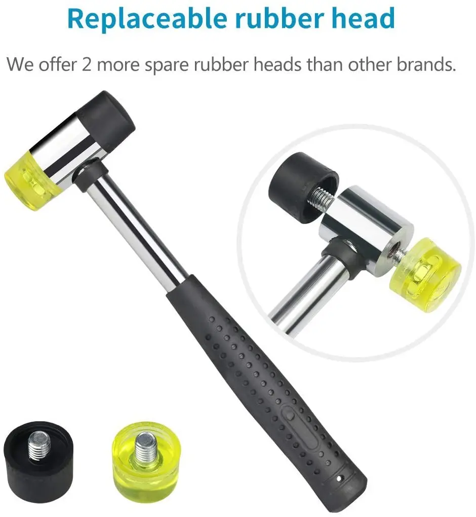 9-Piece Roll Pin Punch Set With 30mm Dual-Head Rubber Hammer – Hardened Steel, Recessed Tips, Sizes 1/16" To 5/16" – For Gunsmith, Jewelry, Woodworking