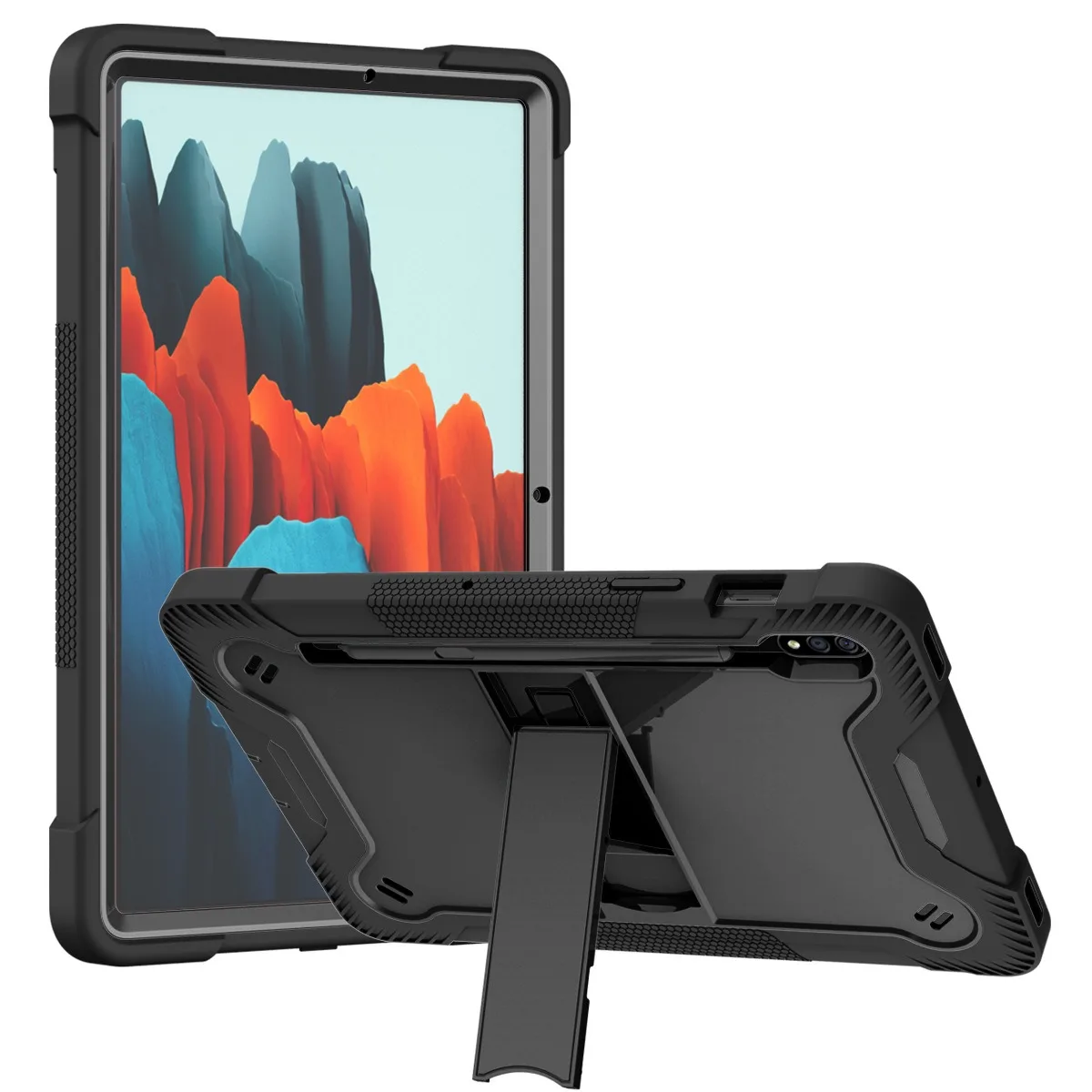 product laudtec folding holder tablet case for samsung tab s11 a11 rugged silicone pencil slot 3 layers multi functional cover pbk335-6