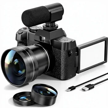 48MP Digital Camera Photography Video 4K Vlogging Camera 180 Flip Screen 52mm Wide Angle Displacement Image Stabilization detail image