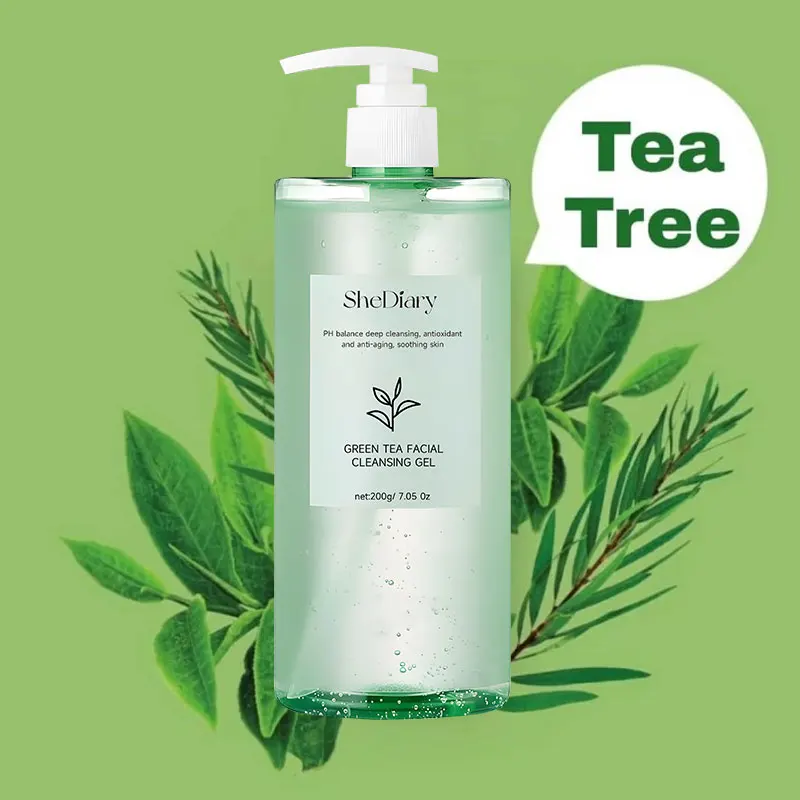 Private Label SheDiary Hydrating Facial Jelly Cleanser Green Tea Face Wash Amino Acid Gentle Cleansing Gel