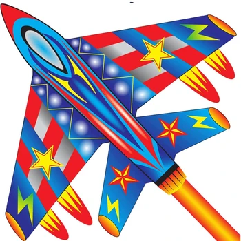 Kids Cartoon Airplane Kite Adult Kite Reel Breeze Easy Flying Colorful Triangle Kite