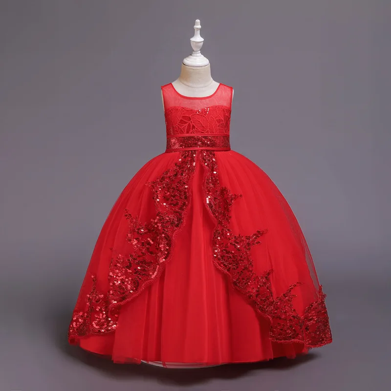 Kids Very Elegant Birthday Dresses Lovely Lace Sequins Summer Children ...