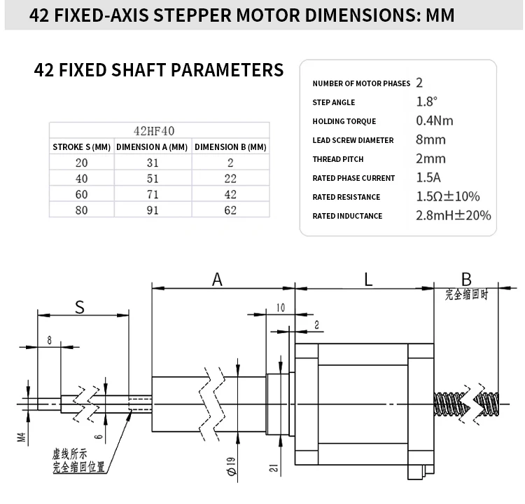 product hanpose nema17 42 fixed axis screw motor 42hf34 t84 20 04n m 34mm 15a miniature electric cylinder stepper motor-6