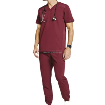 GloriouIn Male Fashion Mesh Shoulder Panel Scrubs Set Nurse Stretch Uniforms Clinic Distribution Jogger Hospital Medical Uniform