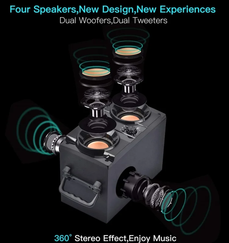 Двойной Сабвуфер TIANPU A21, мощный бас, 60 Вт, вечерний сабвуфер, динамик, сабвуфер, басовый динамик, сабвуфер