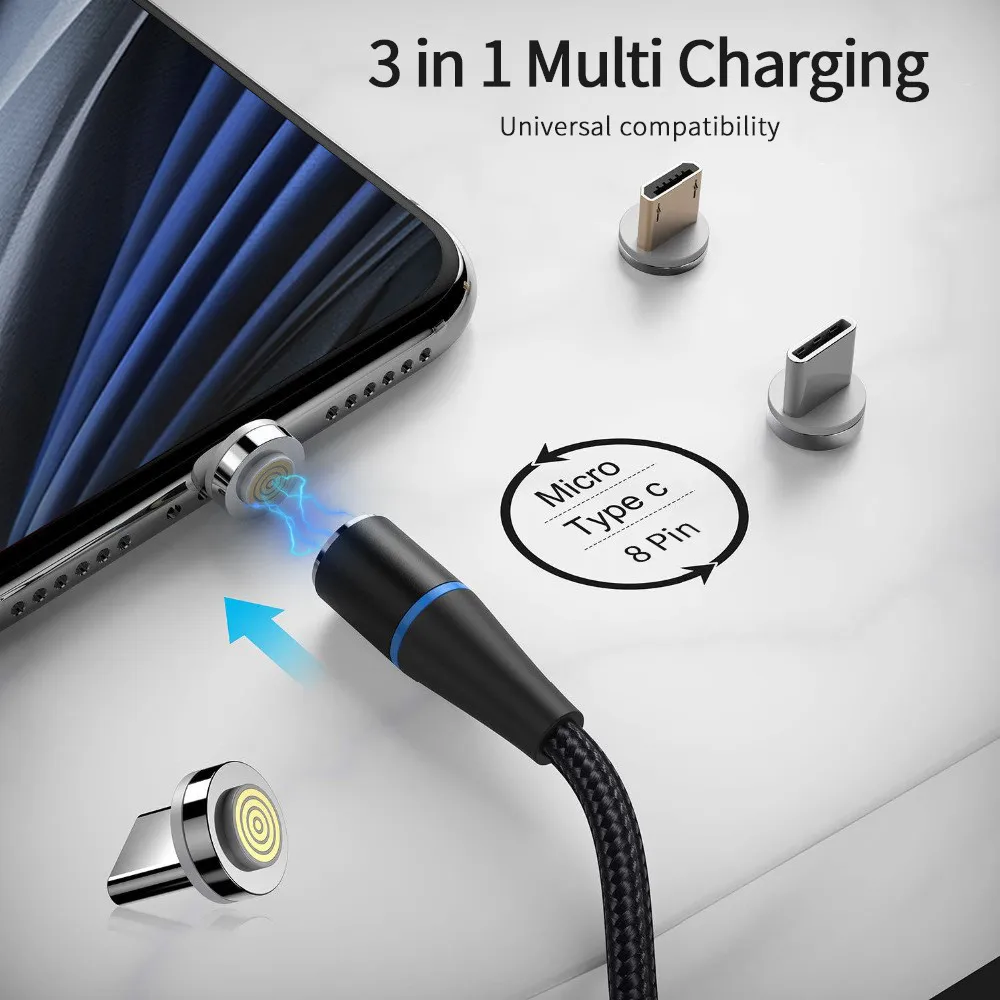 Nylon Braided Metal Alloy Round Magnetic Tip USB Data Cable - ANKUX.COM