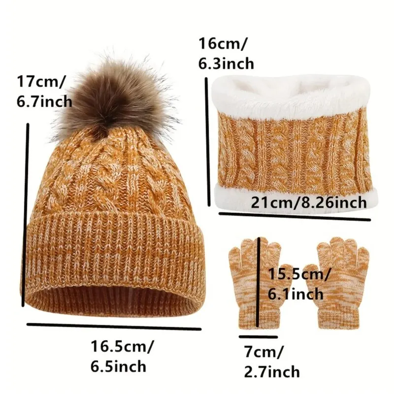 2023 wholesale handmade crochet knitted children baby kids wool winter hat and scarf set glove set with neck warmer