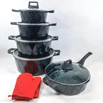 dessini 12pcs kitchen pots and pans set ceramic cookware sets with Frying Pan Saucepan Pan Cooking Pots