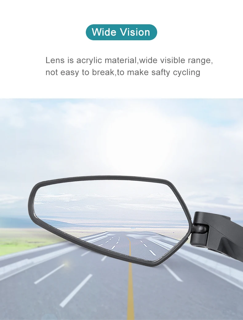 Cycling Bicycle Rear View Mirror Wide Range 360 Degree Adjustable Rearview Mirror for Bike