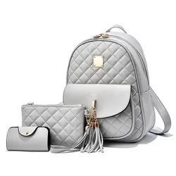 3pcs woman pu leather backpack Tlence 3 PCS Girls Fashion Mini Purse, Cute Bowknot Shoulder Bag, Small Zipper Bookbag with Pendant, Casual Travel Daypacks for Women Ladies, Grey : Clothing, Shoes & Jewelry MACCINELO Cute PU leather 3pcs