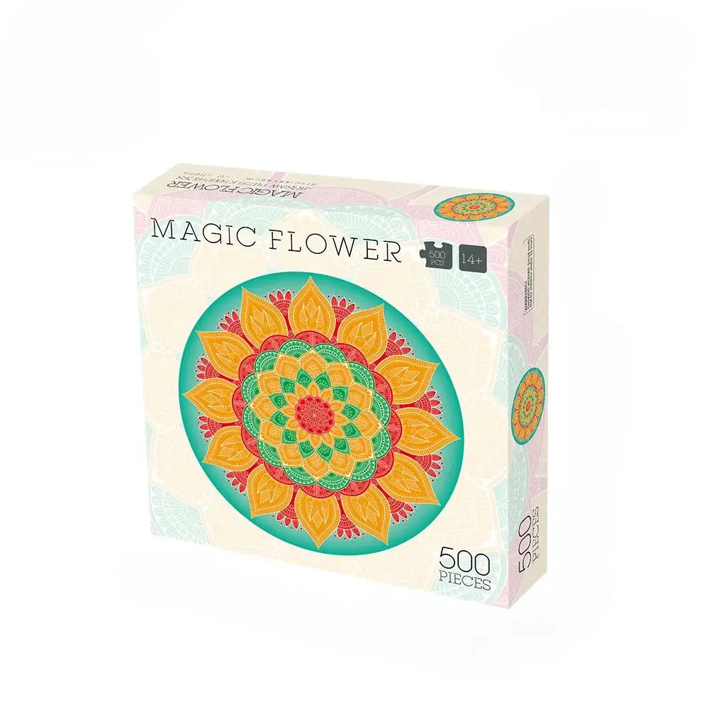 Magic Flower Pattern Cardboard DIY Blooming Jigsaw Round Puzzle Adult 500 Pieces for Puzzle Game